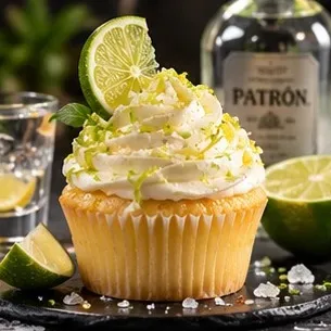 Vanilla cupcake with lime buttercream, zest and a lime wedge